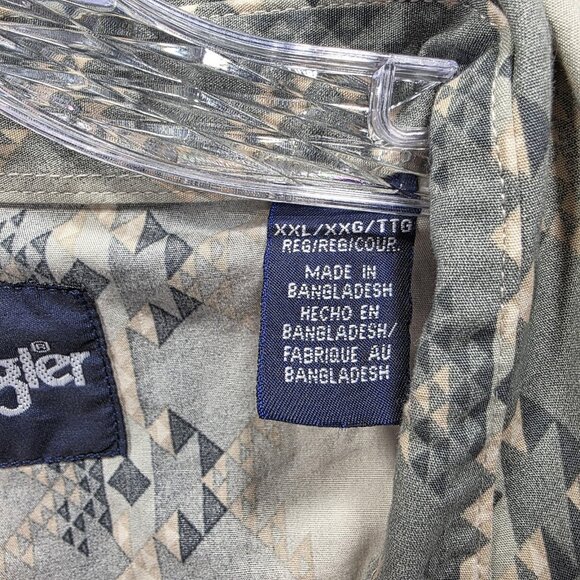 Wrangler Shirt Mens 2XL XXL Gray Blue Aztec Western Pearl Snap Long Sleeve - Picture 5 of 11